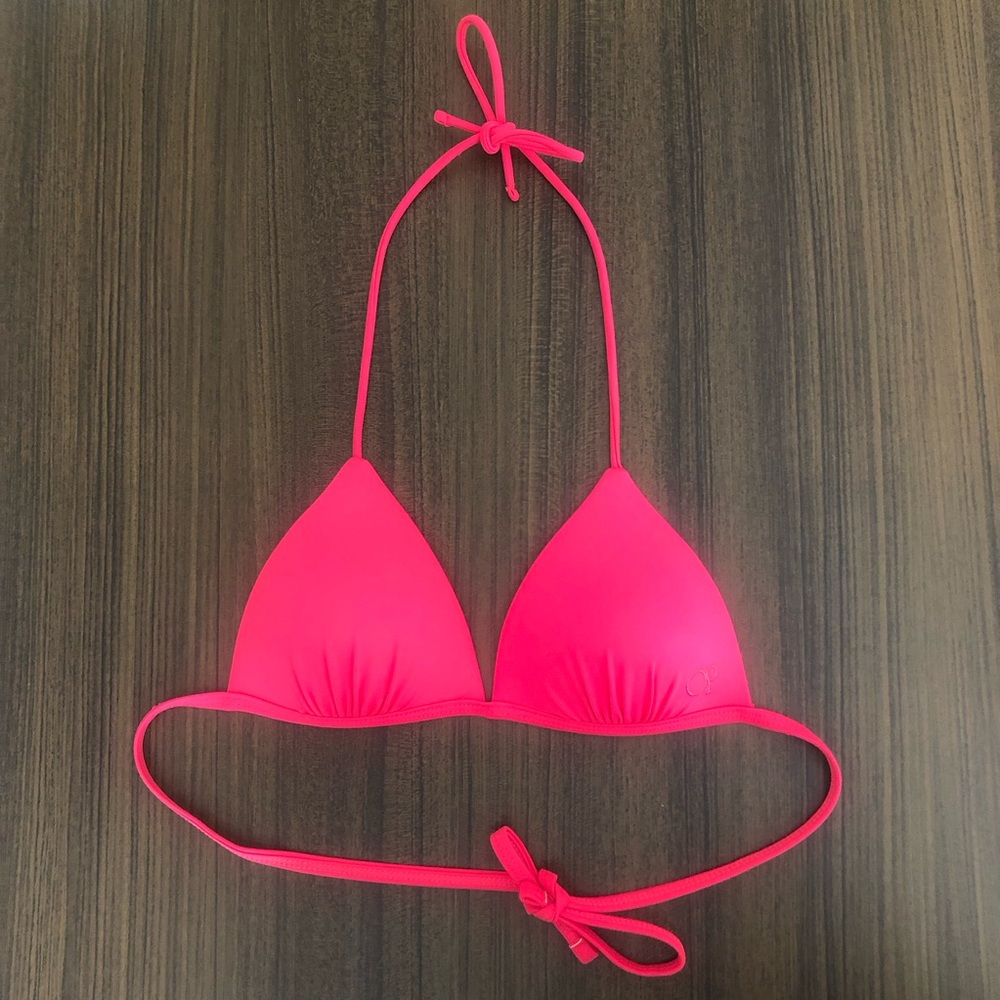 Vibrant OP Pink Triangle Bathing Suit: Bikini Top with Push Up Pad Size Small